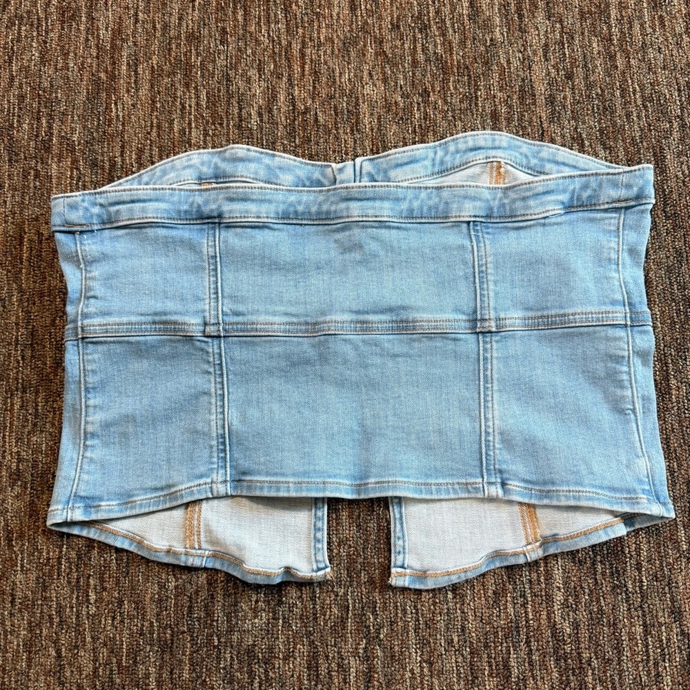 NWOT American Eagle Denim Zip-Front Tube Top Size XL - Picture 3 of 6